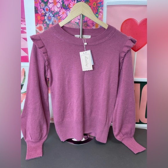 NWT Ainsley Mauve Wool & Cashmere Knit Top - Picture 5 of 7